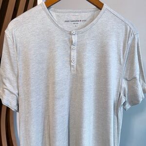John Varvatos Men's Gray Henley Shirt L